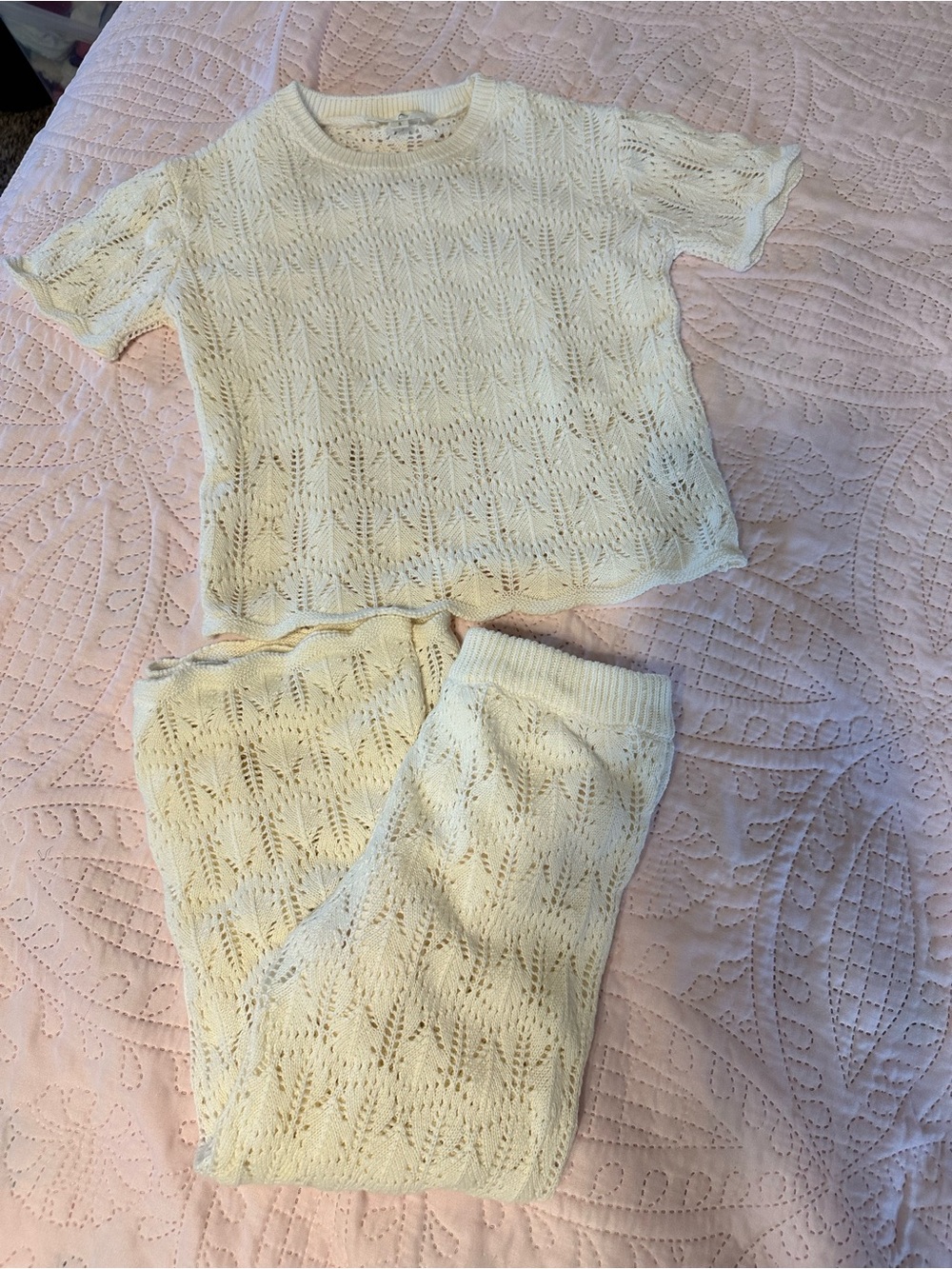 Jessica Simpson Cream Open-Knit Two-Piece Set